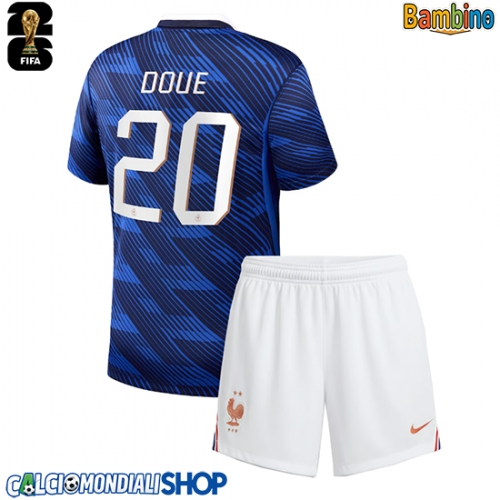 Maglie da calcio Francia Desire Doue #20 Prima Maglia Bambino Mondiali 2026  Manica Corta + Pantaloni corti)
